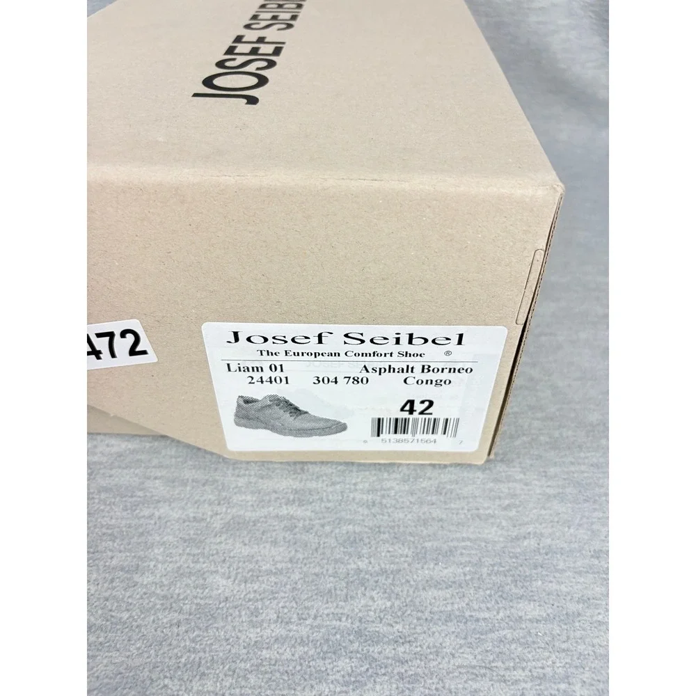 Josef Seibel Liam Shoes Mens 9 Gray Asphalt Borneo Grey Leather Comfort EU 42